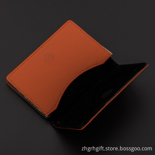 Metal Pocket Business Card Holder Business Name Card Holder With Leather